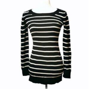Garage black and white long striped sweater